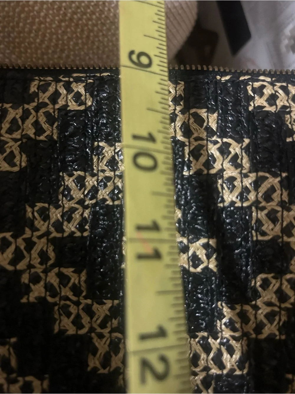 ERIC JAVITS Woven Black Tan Geometric Tote Bag NWT